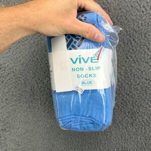 Vive‎ Non-Slip Socks Blue 6-Pack Terry Cloth Lining LVA1043BLU New